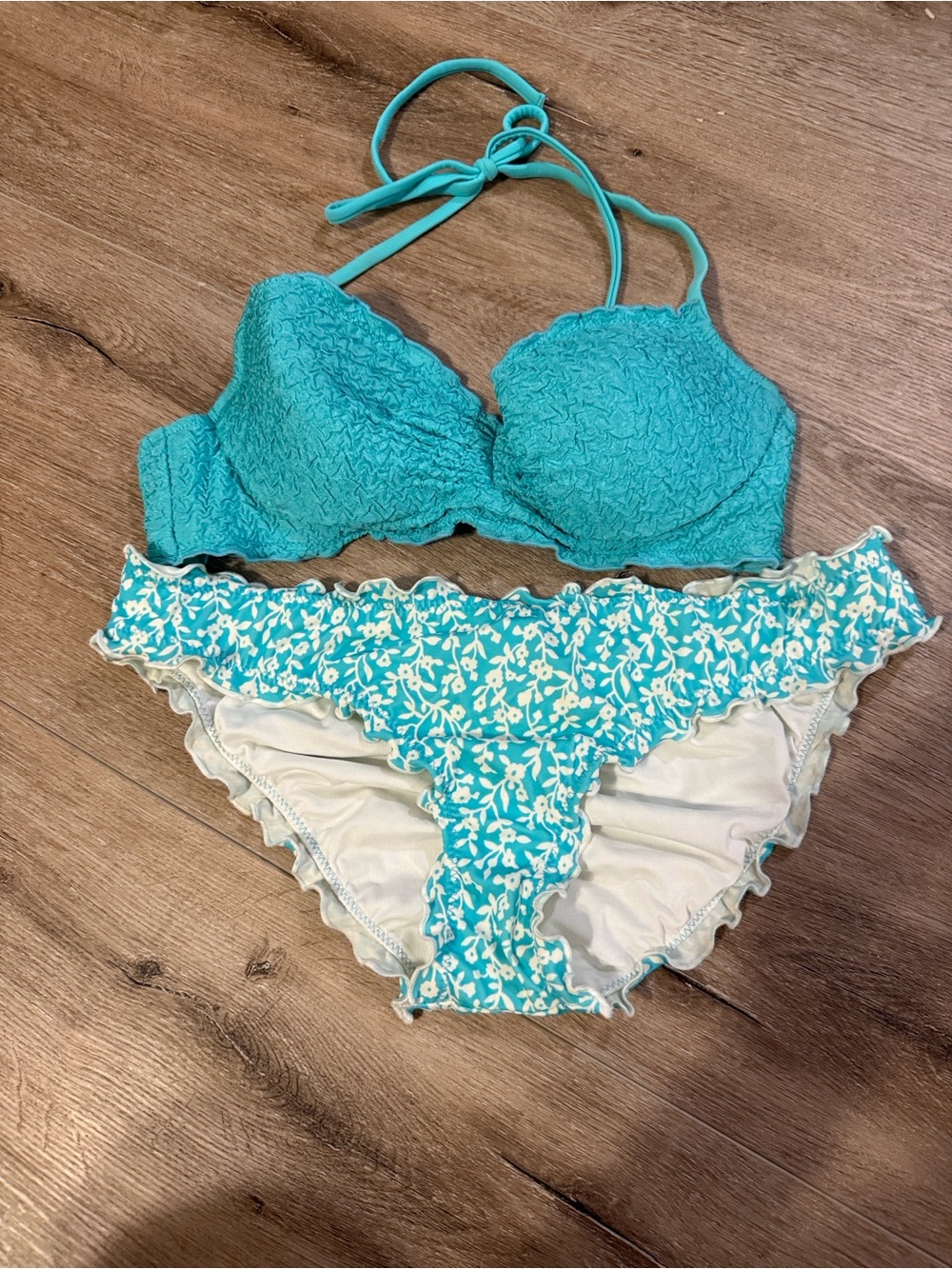 Coco Rave Aqua Textured Bikini Top